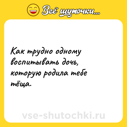 Шутка: Как трудно одному воспитывать дочь, которую родила тебе тёща.