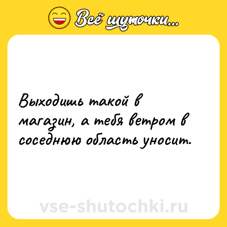 Шутка: Выходишь такой в магазин, а тебя ветром в соседнюю область уносит.