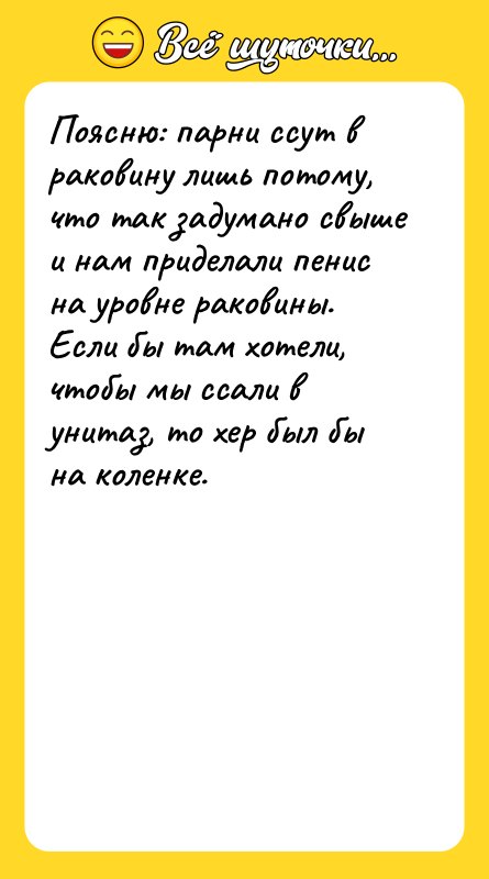 Поясню: парни ссут в раковину лишь потому, что так задумано