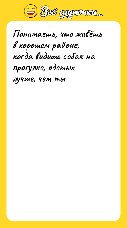 Понимаешь, что живёшь в хорошем районе, когда видишь собак на