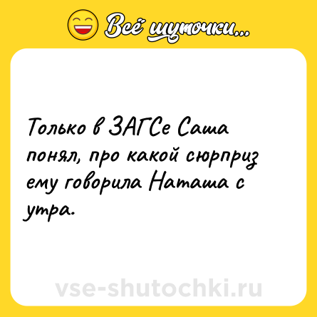 Шутка: Только в ЗАГСе Саша понял, про какой сюрприз ему говорила Наташа с утра.