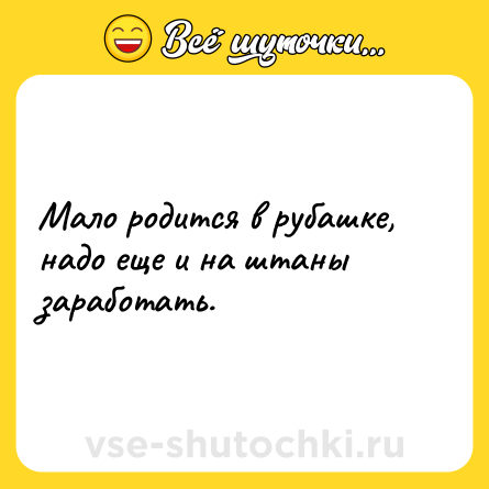 Шутка: Мало родится в рубашке, надо еще и на штаны заработать.