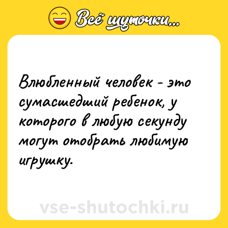 Шутка: Влюбленный человек - это сумасшедший ребенок, у которого в любую секунду могут отобрать любимую игрушку.