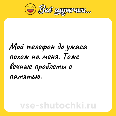 Шутка: Мой телефон до ужаса похож на меня. Тоже вечные проблемы с памятью.