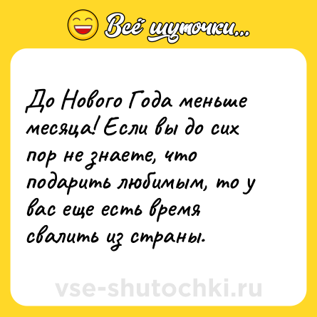Шутка: До Нового Года меньше месяца! Если вы до сих пор не знаете, что подарить любимым, то у вас еще есть время свалить из страны.