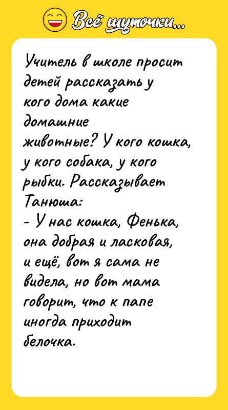 Учитель в школе просит детей рассказать у кого дома какие