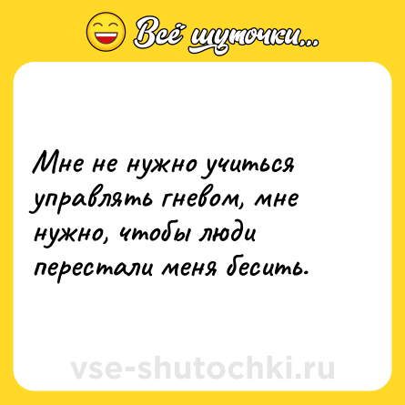 Шутка: Мне не нужно учиться управлять гневом, мне нужно, чтобы люди перестали меня бесить.