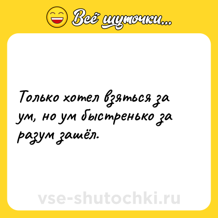 Шутка: Только хотел взяться за ум, но ум быстренько за разум зашёл.