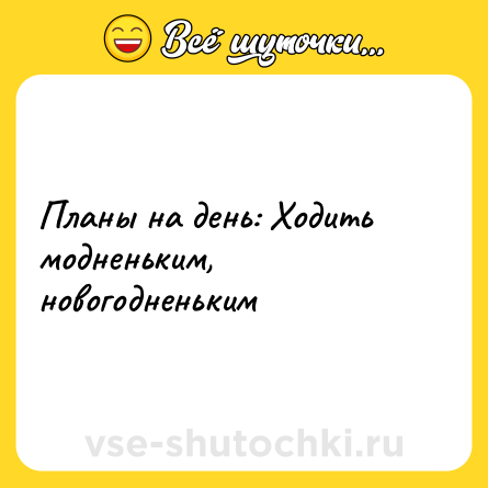 Шутка: Планы на день: Ходить модненьким, новогодненьким