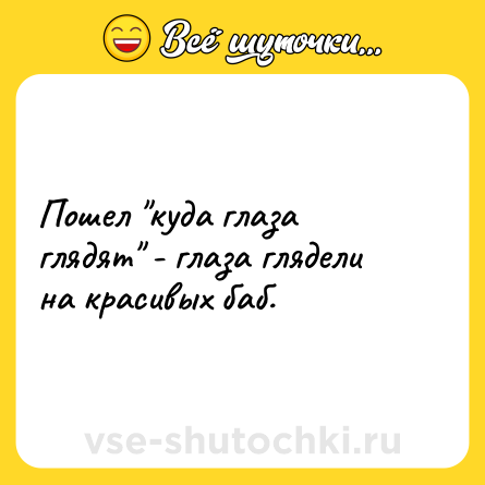 Шутка: Пошел "куда глаза глядят" - глаза глядели на красивых баб.