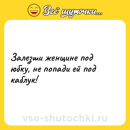 Шутка: Залезши женщине под юбку, не попади ей под каблук!