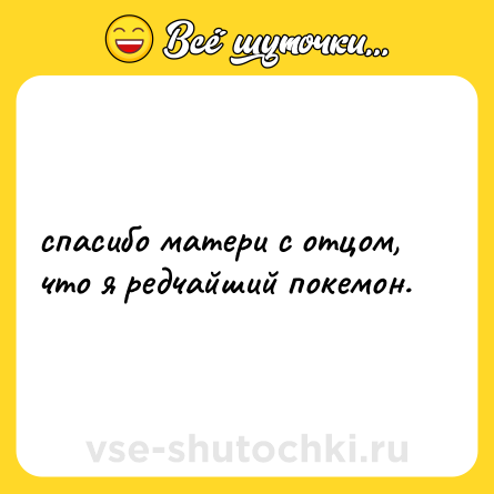 Шутка: спасибо матери с отцом, что я редчайший покемон.