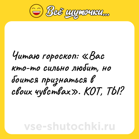 Шутка: Читаю гороскоп: «Вас кто-то сильно любит, но боится признаться в своих чувствах». КОТ, ТЫ?