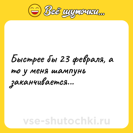 Шутка: Быстрее бы 23 февраля, а то у меня шампунь заканчивается...