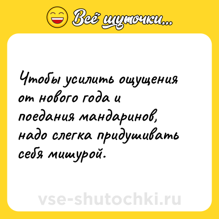 Шутка: Чтобы усилить ощущения от нового года и поедания мандаринов, надо слегка придушивать себя мишурой.