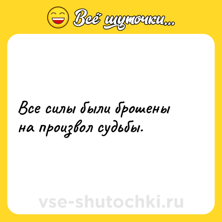 Шутка: Все силы были брошены на произвол судьбы.