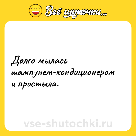 Шутка: Долго мылась шампунем-кондиционером и простыла.
