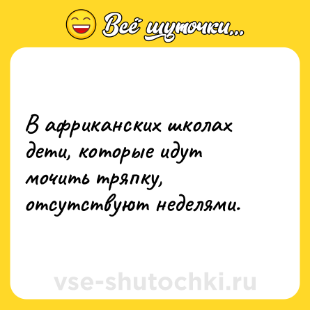 Шутка: В африканских школах дети, которые идут мочить тряпку, отсутствуют неделями.