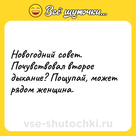 Шутка: Новогодний совет. Почувствовал второе дыхание? Пощупай, может рядом женщина.