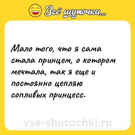 Шутка: Мало того, что я сама стала принцем, о котором мечтала, так я еще и постоянно цепляю сопливых принцесс.