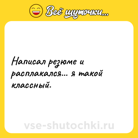 Шутка: Написал резюме и расплакался... я такой классный.