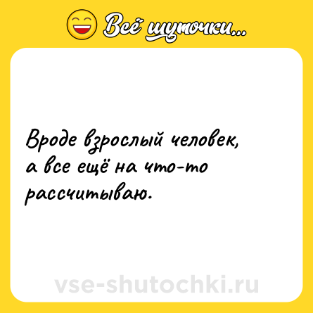 Шутка: Вроде взрослый человек, а все ещё на что-то рассчитываю.