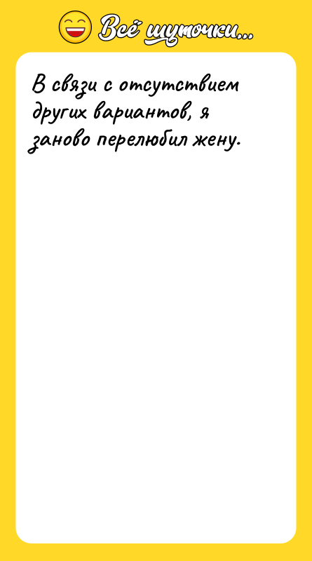 В связи с отсутствием других вариантов, я заново перелюбил жену.