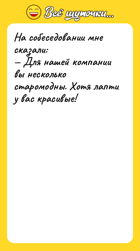 На собеседовании мне сказали:   — Для нашей компании