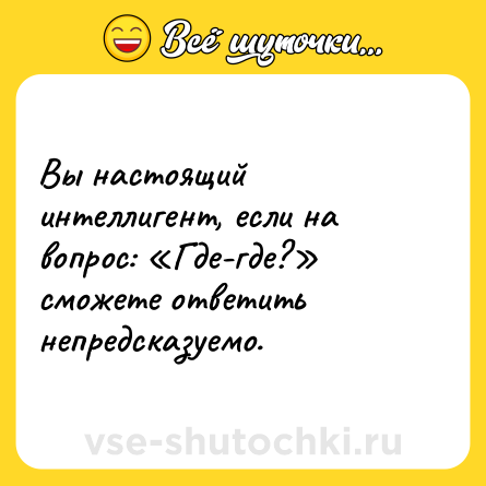 Шутка: Вы настоящий интеллигент, если на вопрос: «Где-где?» сможете ответить непредсказуемо.
