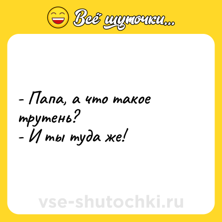 Шутка: - Папа, а что такое трутень?<br>- И ты туда же!