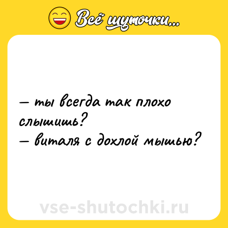 Шутка: — ты всегда так плохо слышишь? <br>— виталя с дохлой мышью?