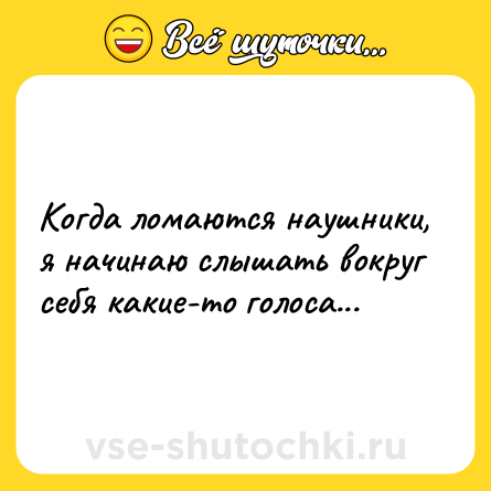 Шутка: Когда ломаются наушники, я начинаю слышать вокруг себя какие-то голоса...