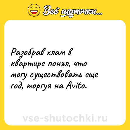 Шутка: Разобрав хлам в квартире понял, что могу существовать еще год, торгуя на Avito.