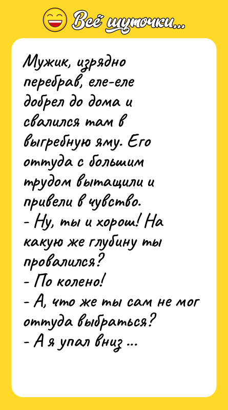 Мужик, изрядно перебрав, еле-еле добрел до дома и свалился там
