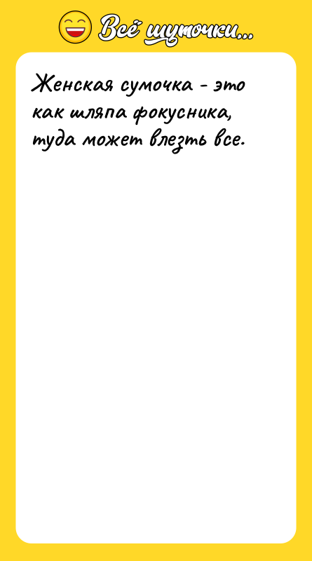 Женская сумочка - это как шляпа фокусника, туда может влезть
