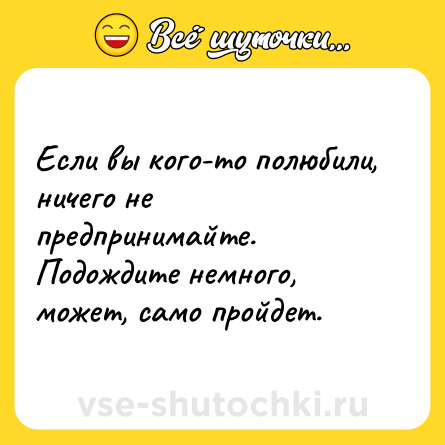 Шутка: Если вы кого-то полюбили, ничего не предпринимайте. Подождите немного, может, само пройдет.