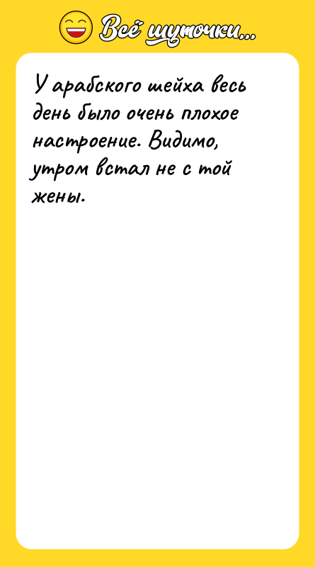 У арабского шейха весь день было очень плохое настроение. Видимо,