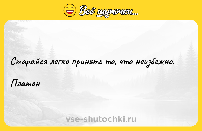 Цитата: Старайся легко принять то, что неизбежно. Платон