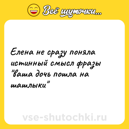 Шутка: Елена не сразу поняла истинный смысл фразы "ваша дочь пошла на шашлыки"