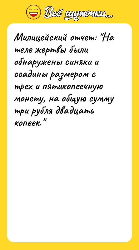 Милицейский отчет: На теле жертвы были обнаружены синяки и ссадины