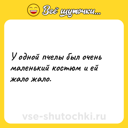 Шутка: У одной пчелы был очень маленький костюм и ей жало жало.
