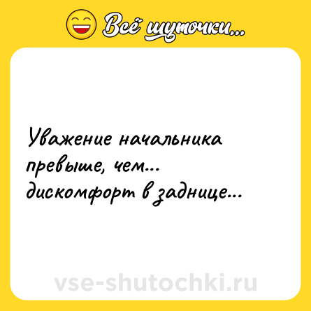 Шутка: Уважение начальника превыше, чем... дискомфорт в заднице...