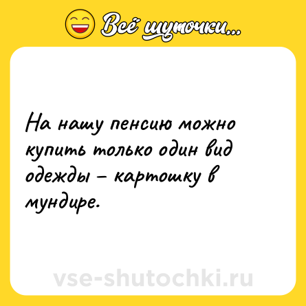 Шутка: На нашу пенсию можно купить только один вид одежды – картошку в мундире.
