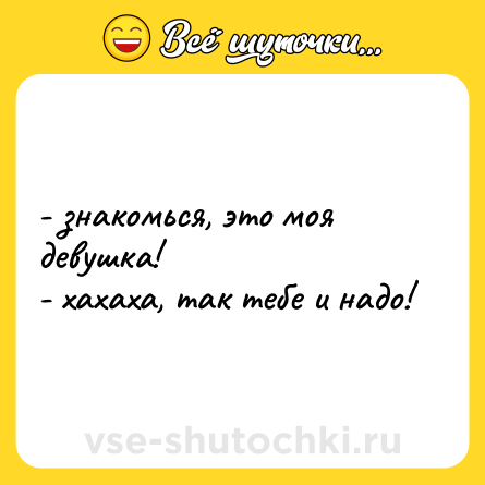 Шутка: - знакомься, это моя девушка!<br>- хахаха, так тебе и надо!