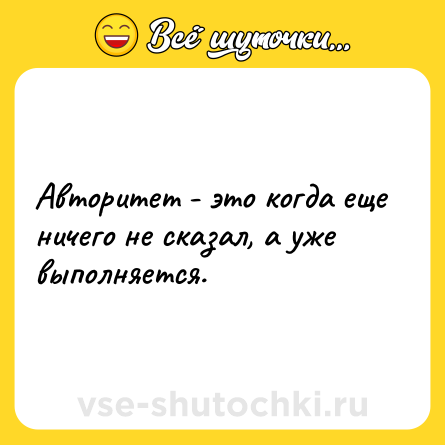 Шутка: Авторитет - это когда еще ничего не сказал, а уже выполняется.