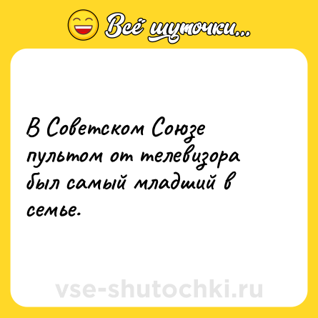 Шутка: В Советском Союзе пультом от телевизора был самый младший в семье.