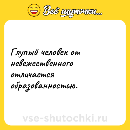 Шутка: Глупый человек от невежественного отличается образованностью.