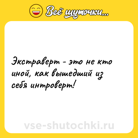 Шутка: Экстраверт - это не кто иной, как вышедший из себя интроверт!