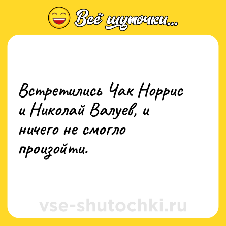 Шутка: Встретились Чак Норрис и Николай Валуев, и ничего не смогло произойти.