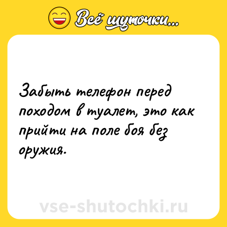 Шутка: Забыть телефон перед походом в туалет, это как прийти на поле боя без оружия.
